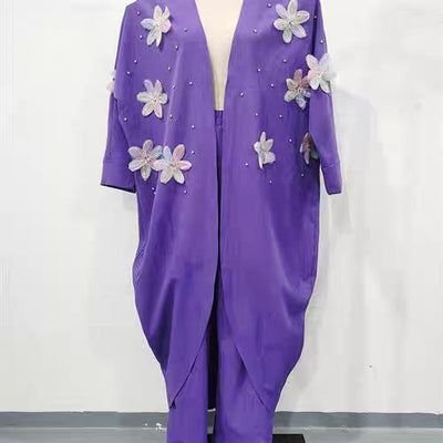 🌸Ensemble veste longue et pantalon décontracté à fleurs exquises pour femmes