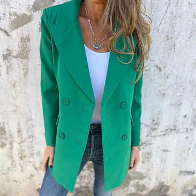 Blazer à manches longues de couleur unie à la mode