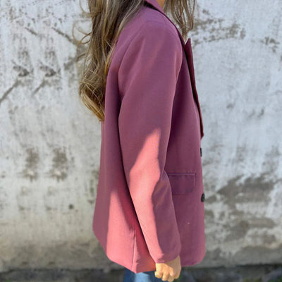 Blazer à manches longues de couleur unie à la mode