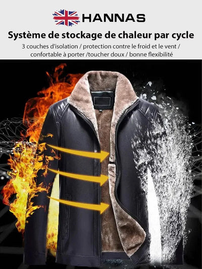 🔥Remise anticipée automne/hiver 🔥- 49% de réduction🔥【Cadeau parfait】🔥😎 Hommes hiver chic polaire veste en cuir🍂