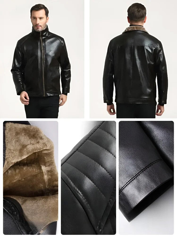 🔥Remise anticipée automne/hiver 🔥- 49% de réduction🔥【Cadeau parfait】🔥😎 Hommes hiver chic polaire veste en cuir🍂