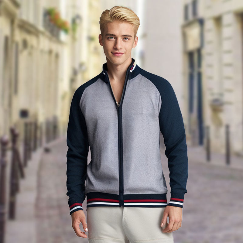 Pull décontracté à manches longues et fermeture éclair de haute qualité pour hommes, 100 % coton