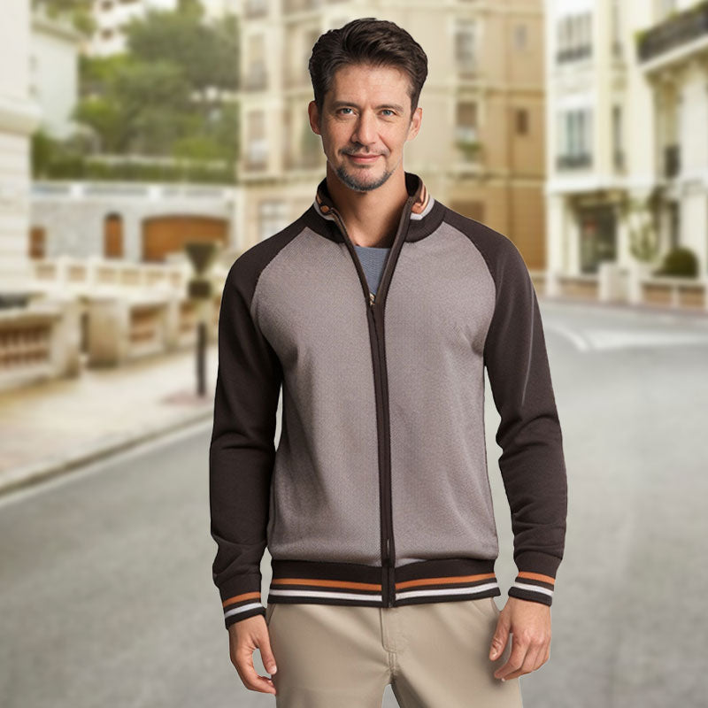 Pull décontracté à manches longues et fermeture éclair de haute qualité pour hommes, 100 % coton