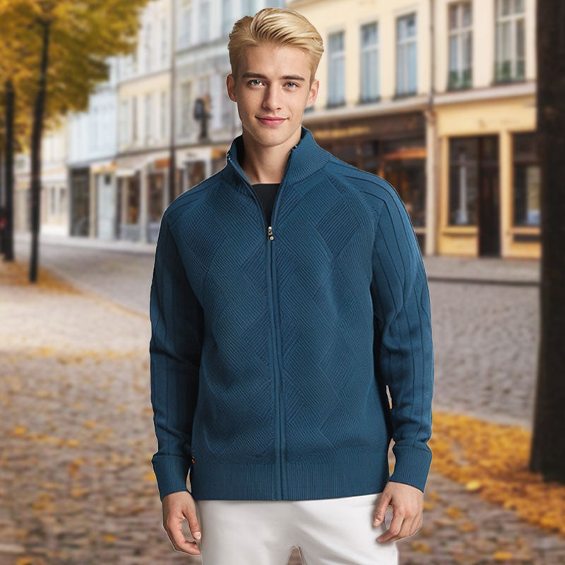 Pull décontracté à manches longues et fermeture éclair de haute qualité pour hommes, 100 % coton