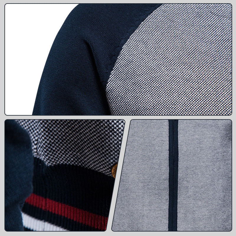 Pull décontracté à manches longues et fermeture éclair de haute qualité pour hommes, 100 % coton