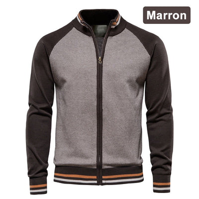 Pull décontracté à manches longues et fermeture éclair de haute qualité pour hommes, 100 % coton