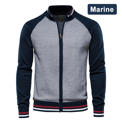 Pull décontracté à manches longues et fermeture éclair de haute qualité pour hommes, 100 % coton