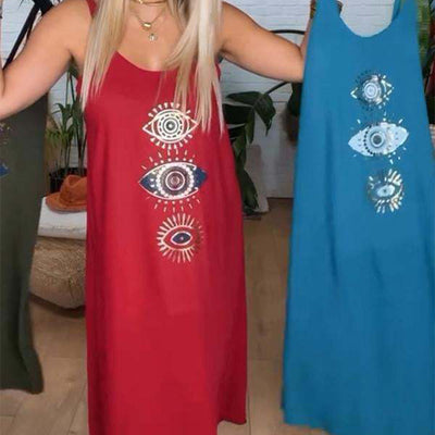 🔥Robe longue sans manches pour femmes avec impression de l'œil