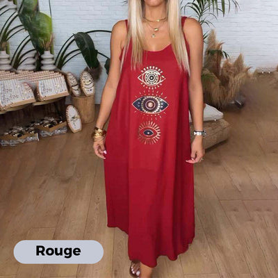 🔥Robe longue sans manches pour femmes avec impression de l'œil