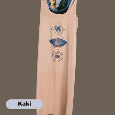 🔥Robe longue sans manches pour femmes avec impression de l'œil