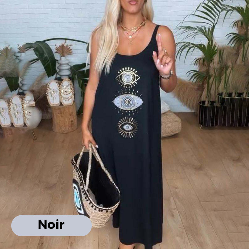 🔥Robe longue sans manches pour femmes avec impression de l'œil