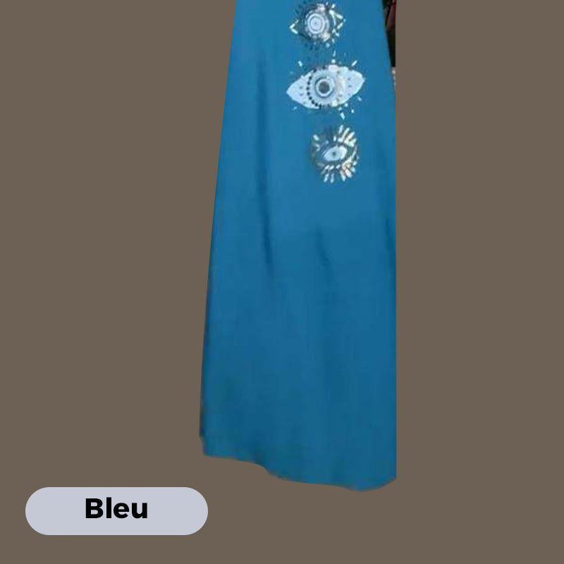 🔥Robe longue sans manches pour femmes avec impression de l'œil