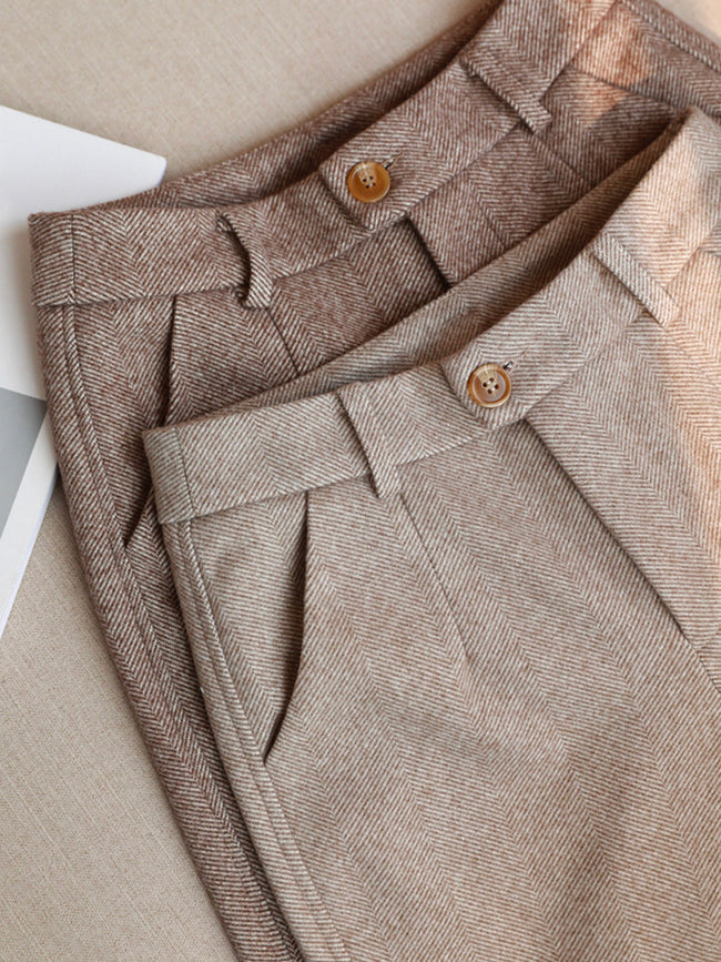 Pantalon harem en tweed nouvel automne et hiver pantalon pipe pour dames