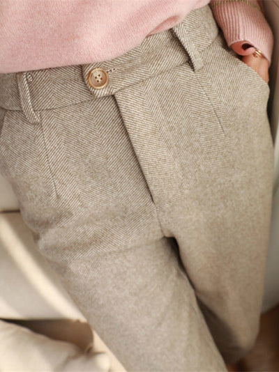 Pantalon harem en tweed nouvel automne et hiver pantalon pipe pour dames