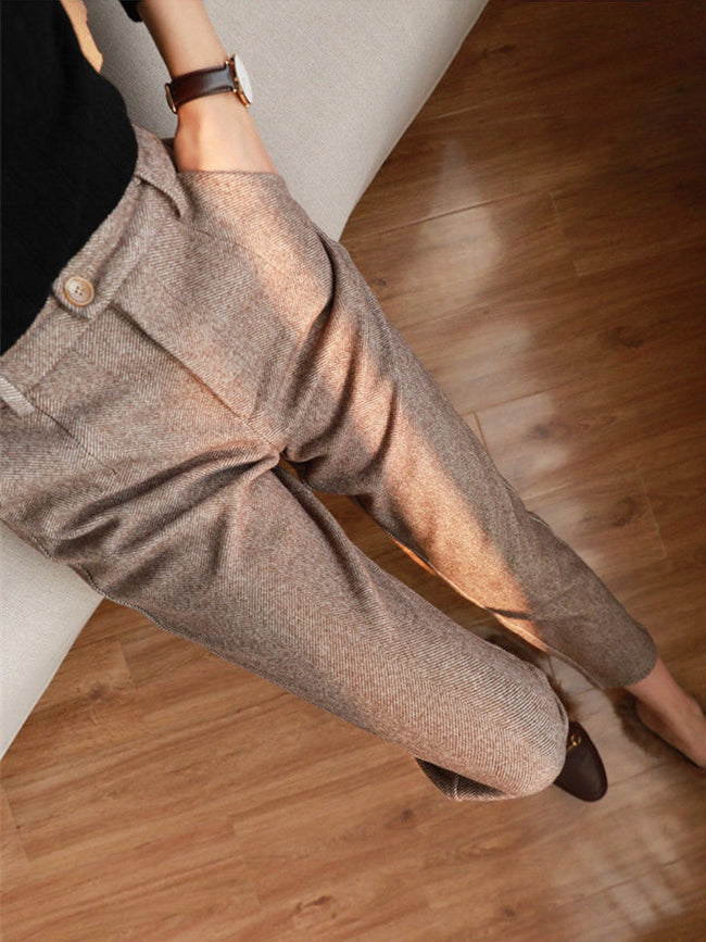 Pantalon harem en tweed nouvel automne et hiver pantalon pipe pour dames