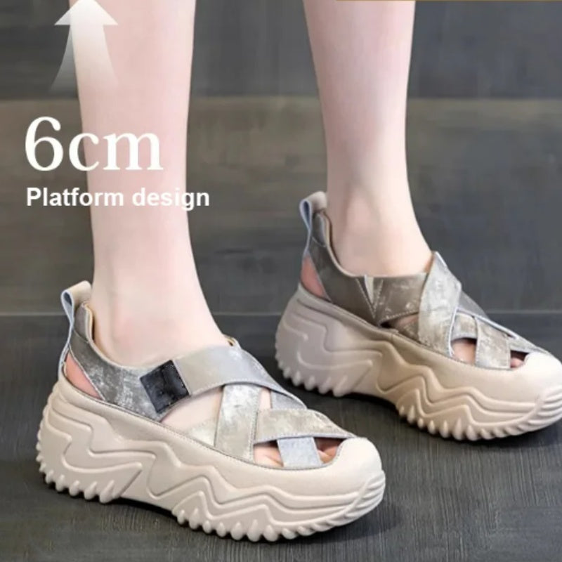 Sandales creuses à semelle épaisse pour femmes