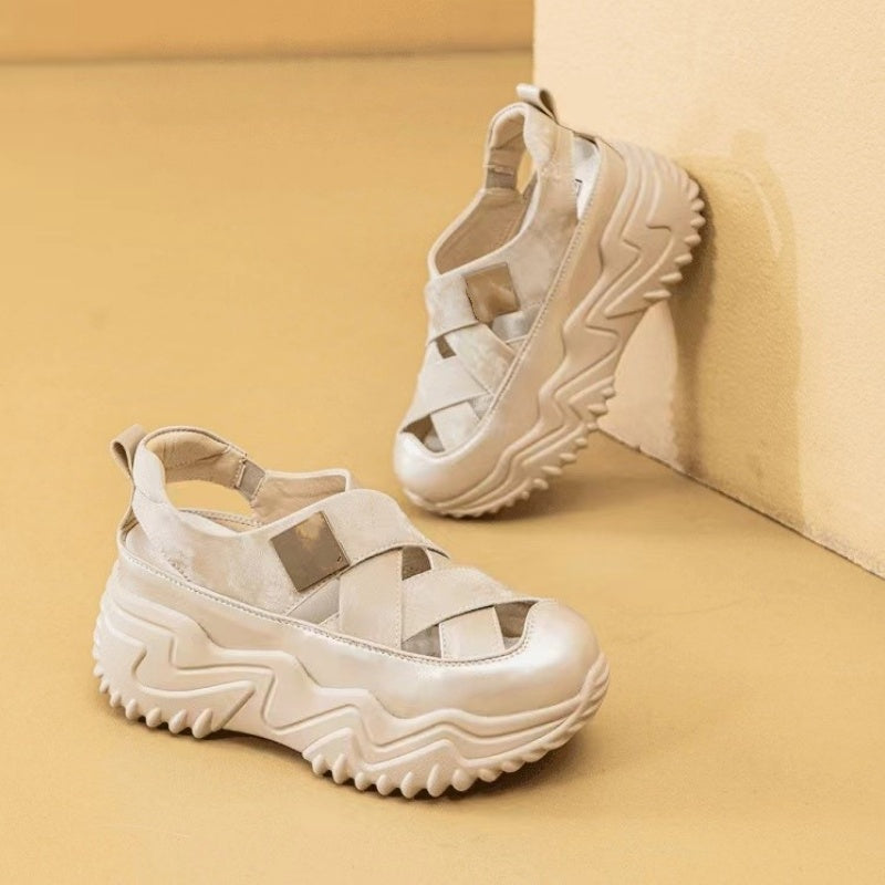 Sandales creuses à semelle épaisse pour femmes