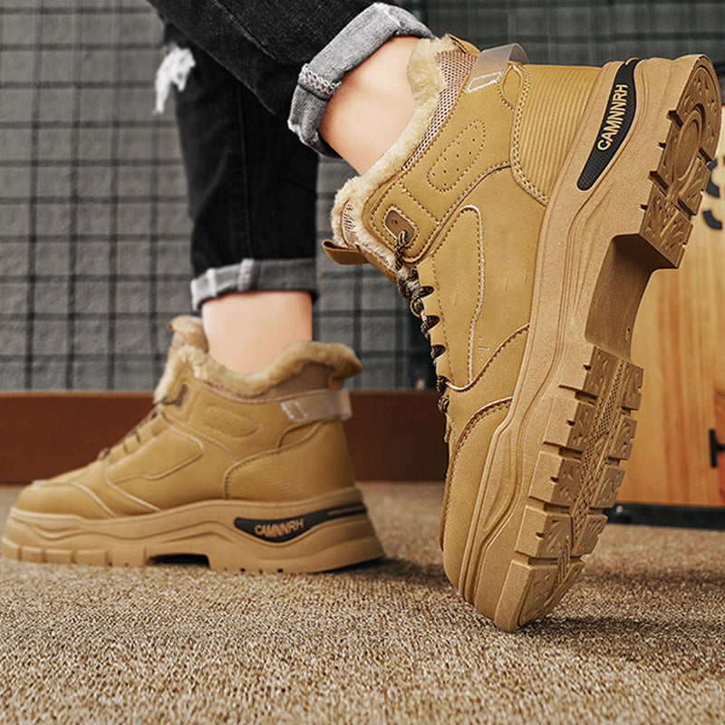 Bottes de Randonnée Isolées d'Hiver pour Hommes avec Doublure en Peluche