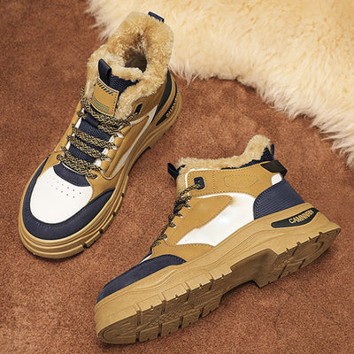 Bottes de Randonnée Isolées d'Hiver pour Hommes avec Doublure en Peluche