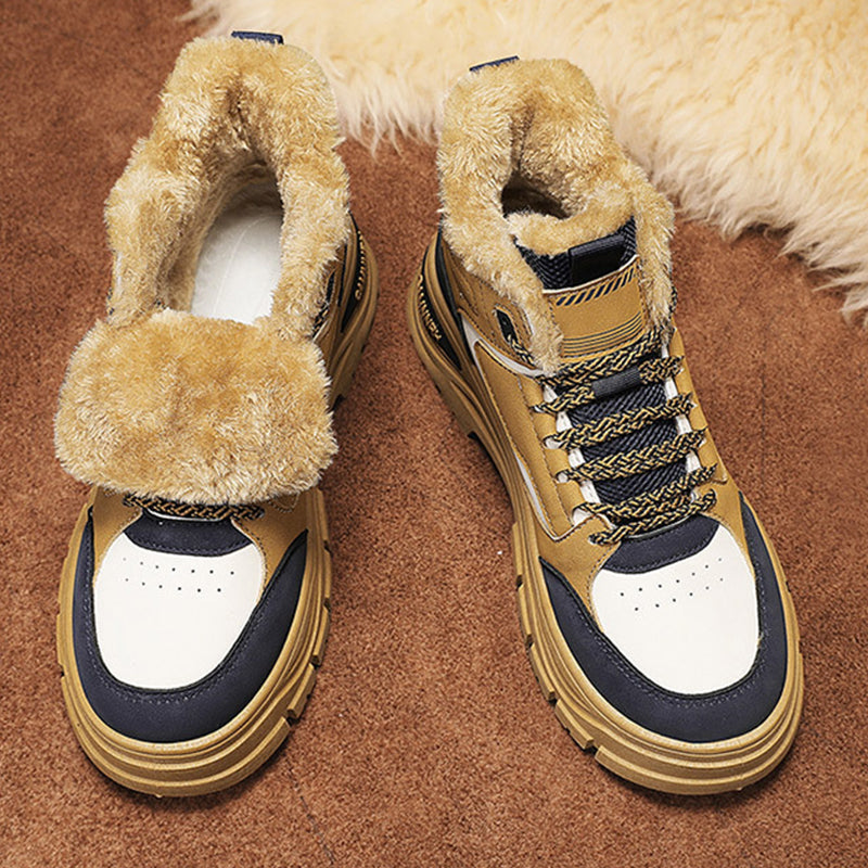 Bottes de Randonnée Isolées d'Hiver pour Hommes avec Doublure en Peluche