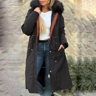 🎁Vente précoce du Black Friday🎁 Manteau d'hiver pour femme avec capuche et col en fourrure, parka décontractée⛄