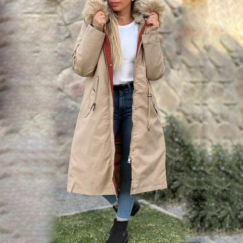 🎁Vente précoce du Black Friday🎁 Manteau d'hiver pour femme avec capuche et col en fourrure, parka décontractée⛄