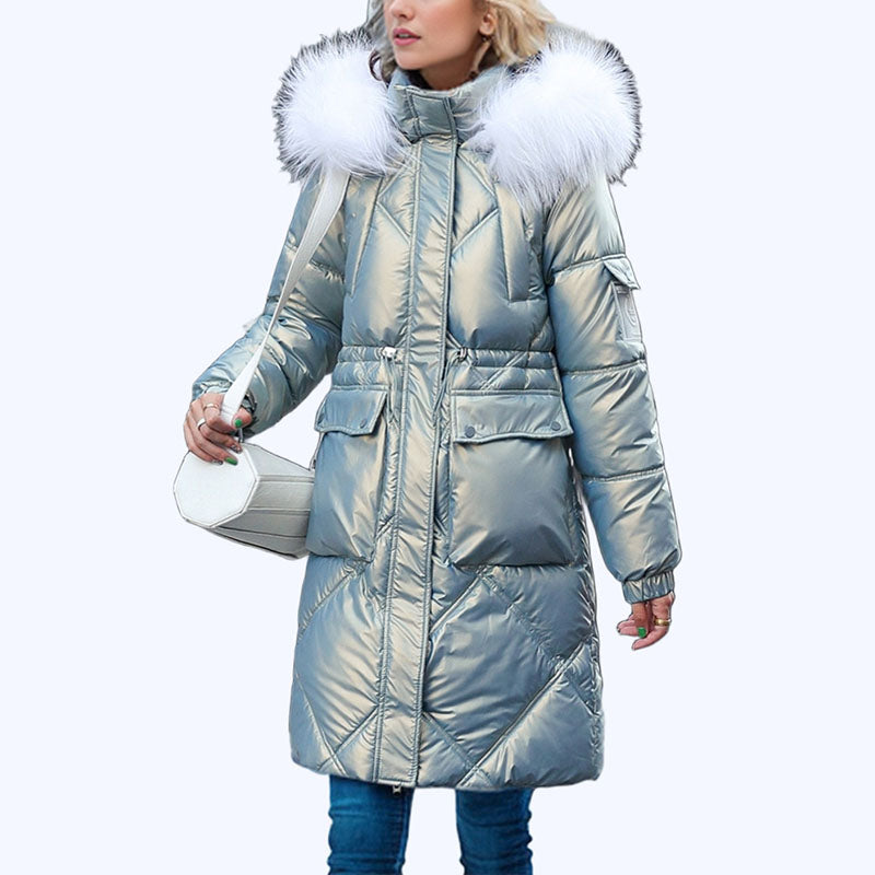 Manteau d'hiver matelassé brillant pour femmes