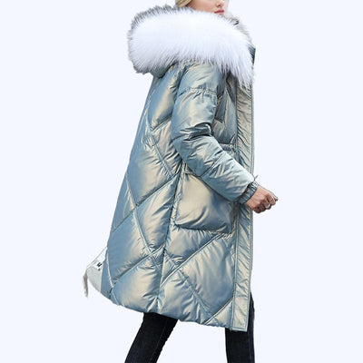 Manteau d'hiver matelassé brillant pour femmes