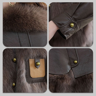 ✨Soldes du Nouvel An - 49% de réduction 💖Veste courte d'hiver pour femme en fausse fourrure faux cuir