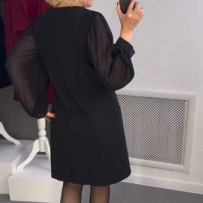 🔥Nouveautés 2025 en prévente🍃Robe midi noire décorée de strass