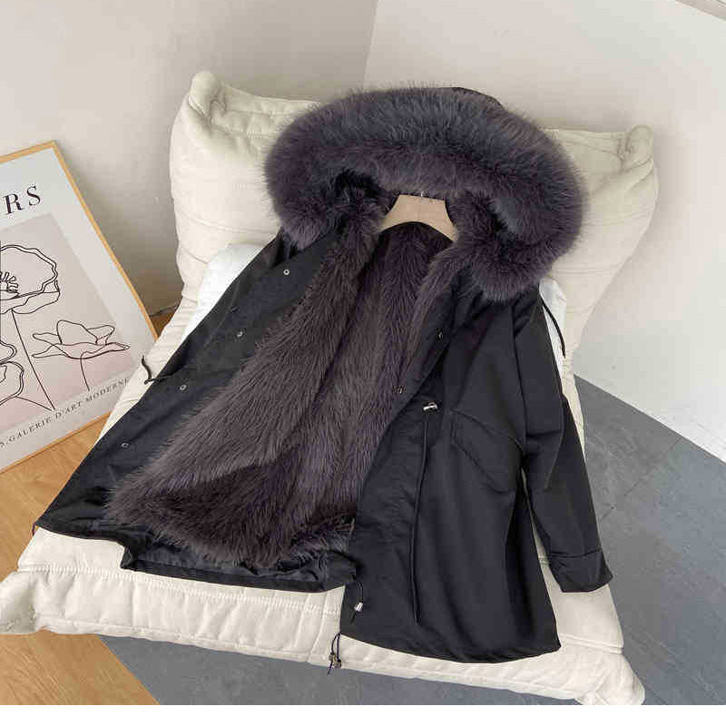 🔥Veste mi-longue pour hommes avec fourrure synthétique amovible