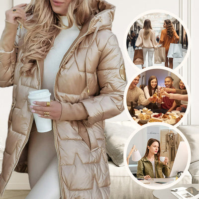 🔥 Soldes du Nouvel An - 49% de réduction 🔥Manteau en Coton à Capuche Mi-Long pour Femme