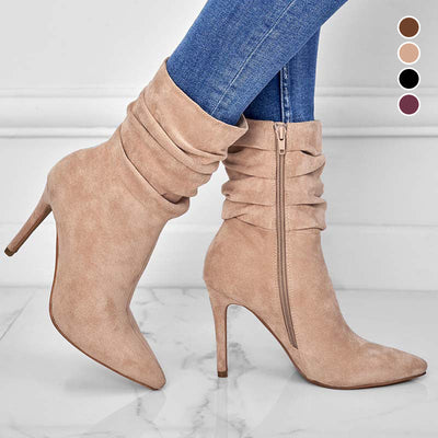 💖2025 Vente à chaud📢56 % de réduction！！！📍Bottes courtes à talons hauts et à bouts pointus pour femmes