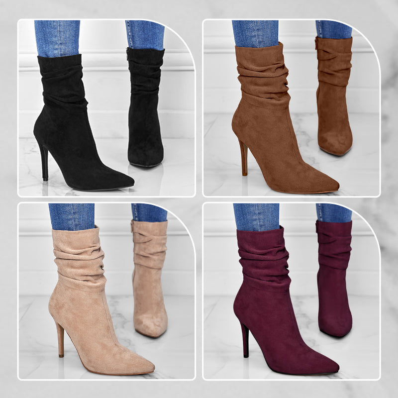 💖2025 Vente à chaud📢56 % de réduction！！！📍Bottes courtes à talons hauts et à bouts pointus pour femmes