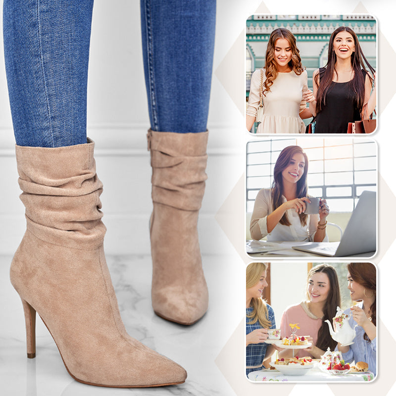 💖2025 Vente à chaud📢56 % de réduction！！！📍Bottes courtes à talons hauts et à bouts pointus pour femmes