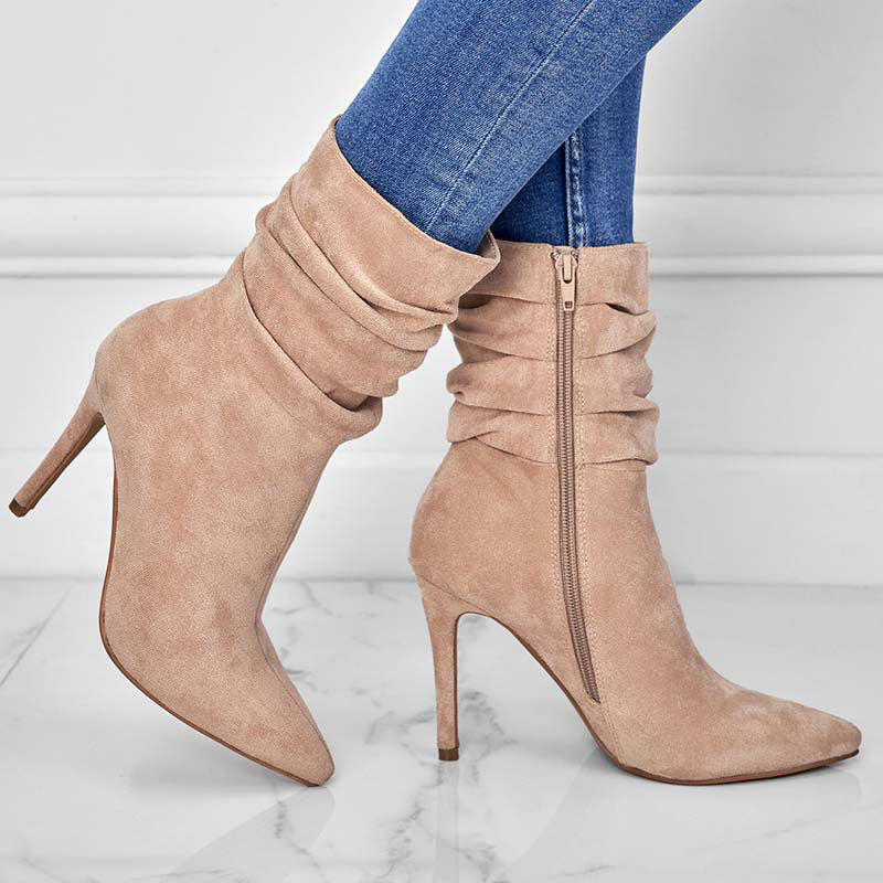 💖2025 Vente à chaud📢56 % de réduction！！！📍Bottes courtes à talons hauts et à bouts pointus pour femmes