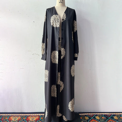 Ensemble deux pièces pour femmes comprenant un haut ample à col en V et un pantalon large imprimé