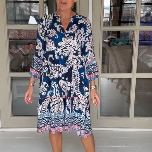 Robe décontractée pour femmes avec col en V et motif floral