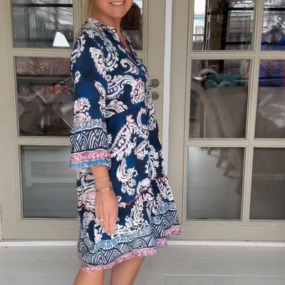 Robe décontractée pour femmes avec col en V et motif floral