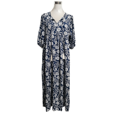 Élégante robe longue à col en V pour femmes avec imprimé floral