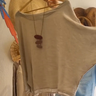 💥Ensemble coton et lin pour femmes - Top ample et pantalon large imprimé