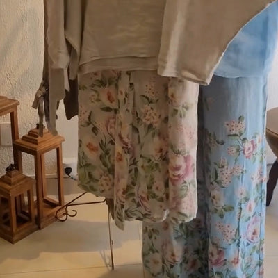 💥Ensemble coton et lin pour femmes - Top ample et pantalon large imprimé