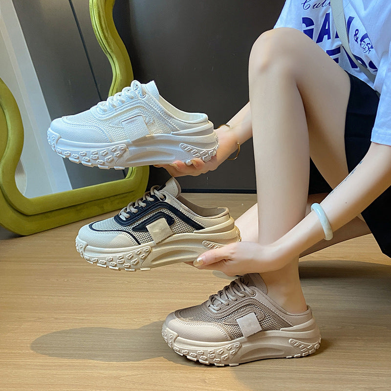 Baskets à semelle épaisse et à talon incliné pour femmes