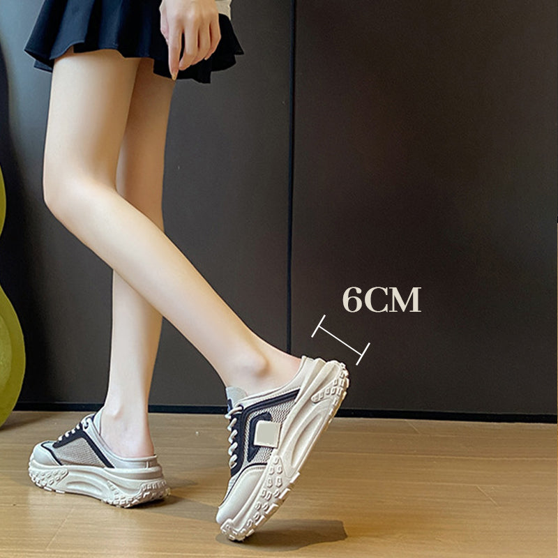 Baskets à semelle épaisse et à talon incliné pour femmes