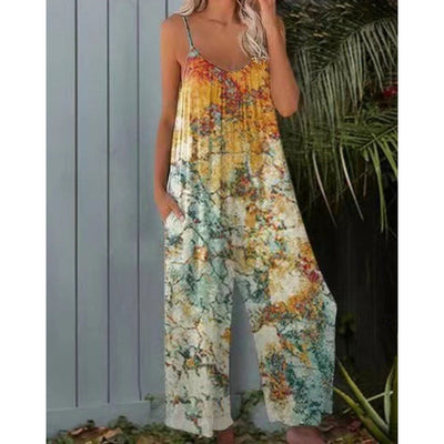 Combinaison imprimée à bretelles spaghetti pour femmes