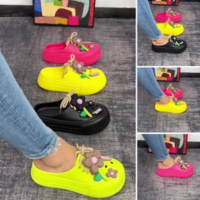 Chaussons respirants pour femmes avec décoration florale