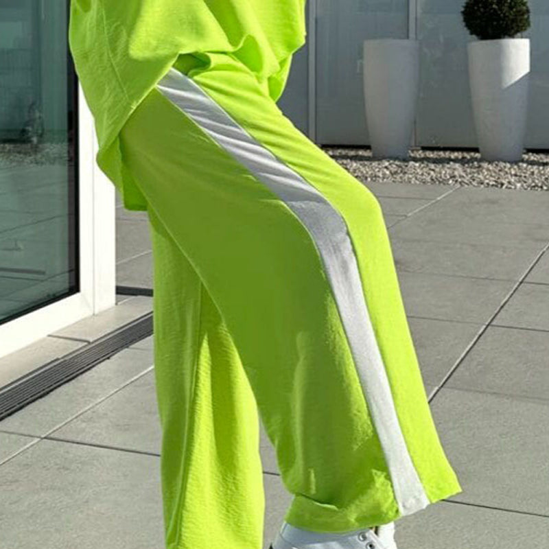 Ensemble d'Haut et Pantalon Décontractés à Blocs de Couleurs