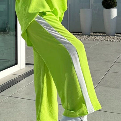 Ensemble d'Haut et Pantalon Décontractés à Blocs de Couleurs