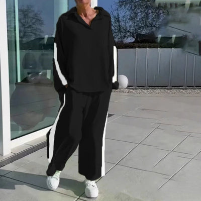 Ensemble d'Haut et Pantalon Décontractés à Blocs de Couleurs