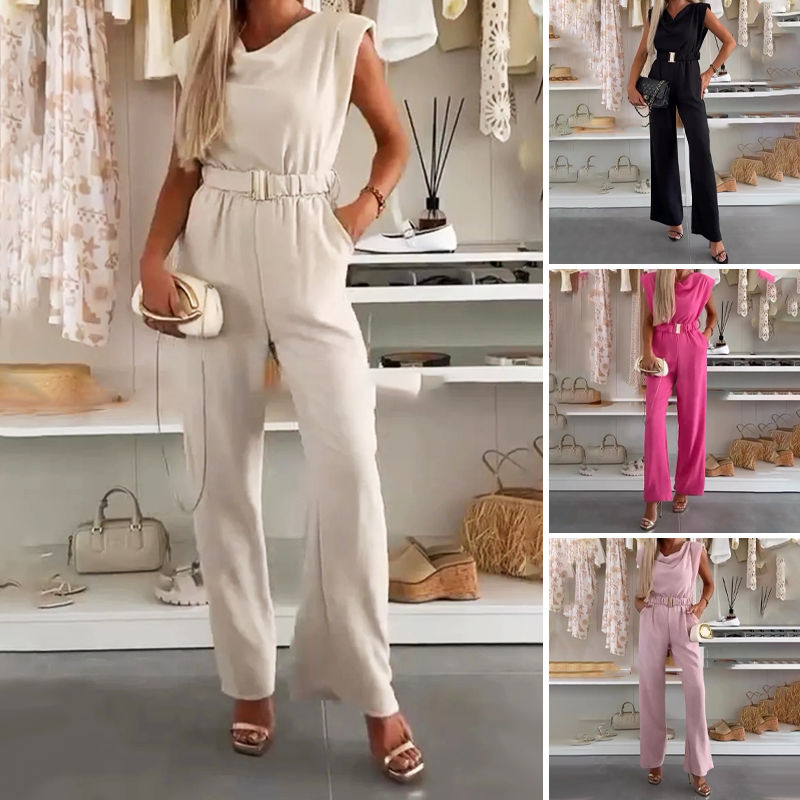 🎁61% de réduction🌸Jumpsuit à col drapé sans manches pour femme